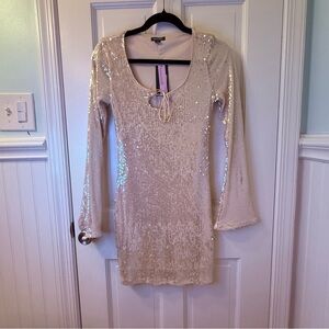 Wild Fable Sequin Mini Dress in Cream